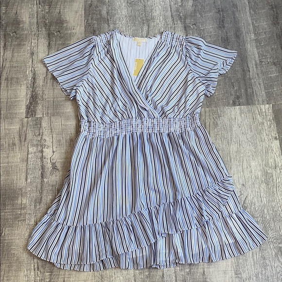 MICHAEL Michael Kors Dresses & Skirts - Michael Kors Blue and White Striped Faux Wrap Dress